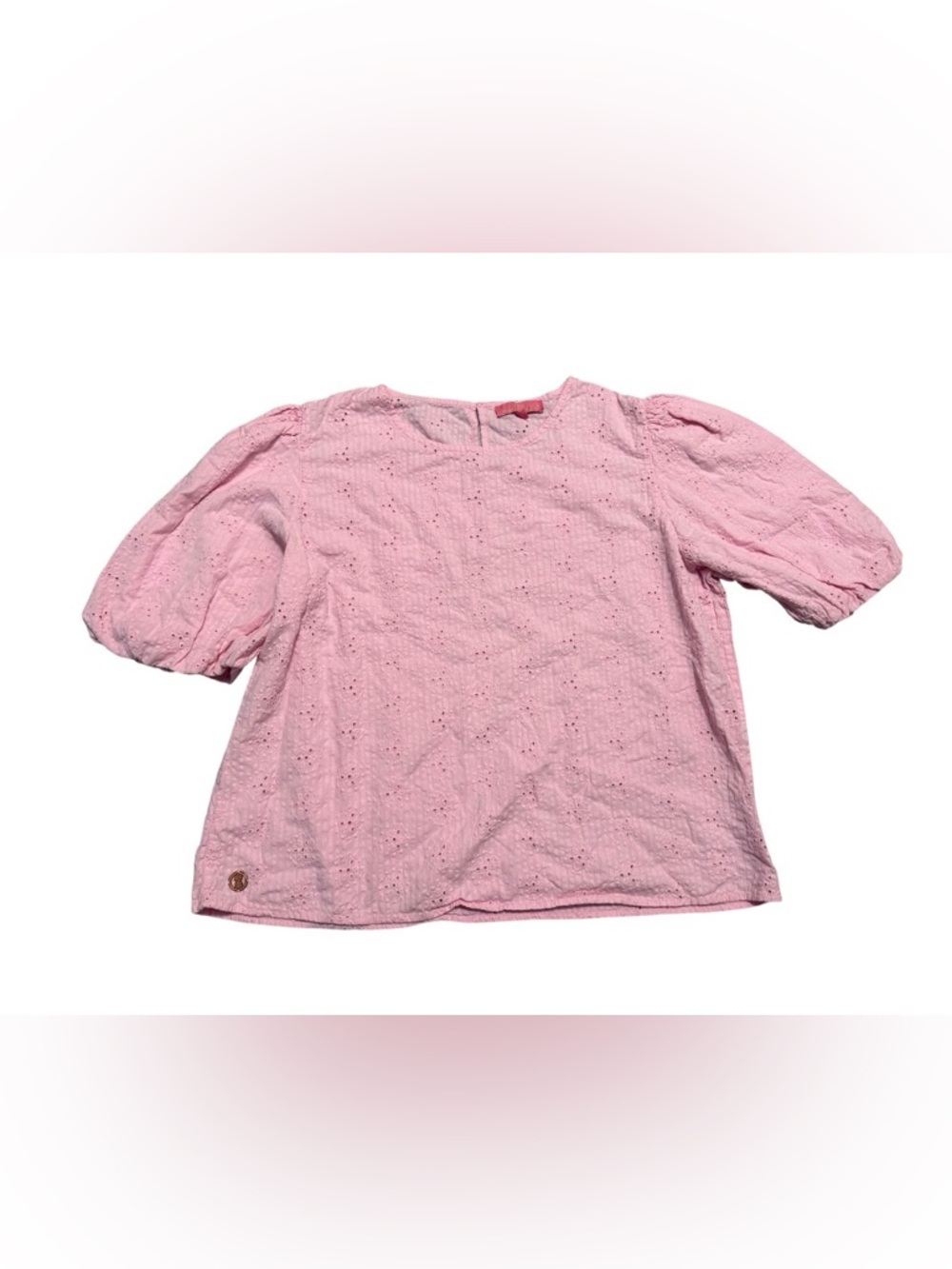 Simply Southern Pink Eyelet Puff-Sleeve Top - Size XXL